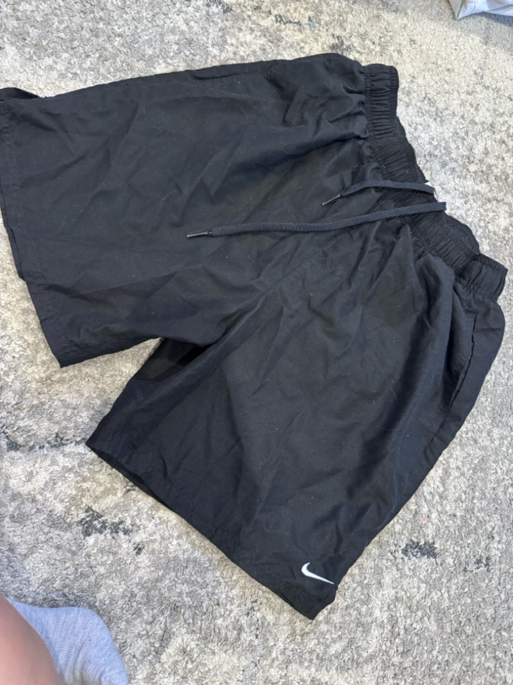Nike Black Men's Athletic Shorts with White Swoosh